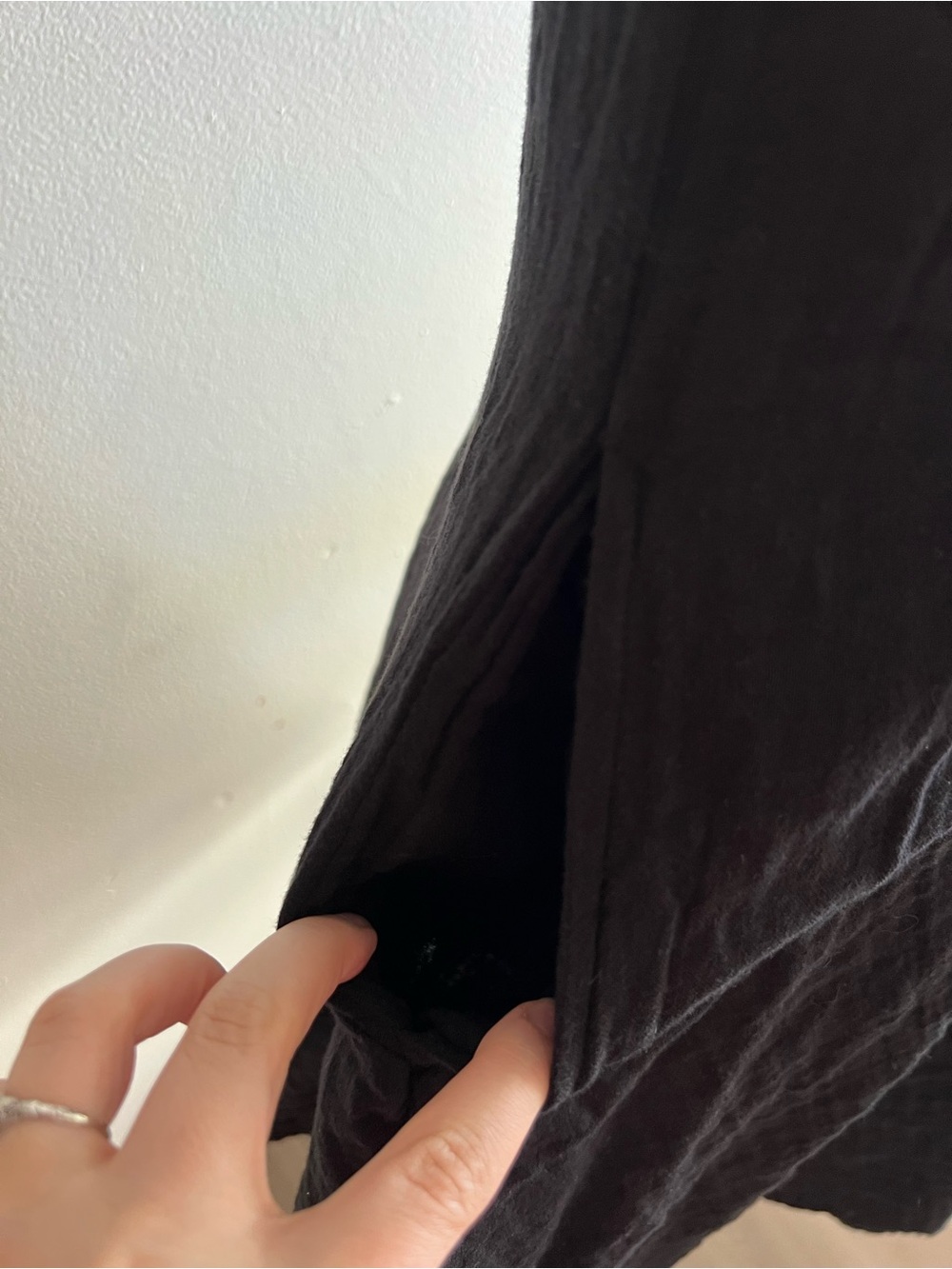 Elan Black Mini Dress with Gathered Hem - Picture 3 of 5